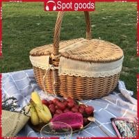 ราคา ชนะ กระเป๋าเก็บของทอหวายแฮนด์เมดพร้อมฝาปิดมือจับตะกร้าปาร์ตี้บาร์บีคิวแบบพกพา (48151156761)