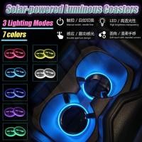 ราคา ที่รองแก้ว LED 1 คู่ 7 สีพลังงานแสงอาทิตย์ USB ชาร์จอุปกรณ์อัตโนมัติ LED ที่รองแก้วสําหรับรถยนต์สําหรับบรรยากาศแสง ayendsth (47151326136)