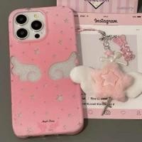 ราคา เคสโทรศัพท์ Apple 16pro พร้อมจี้ iPhone 13 14 เคสโทรศัพท์ Pink Star iPhone13Pro 15 Soft Case (52101703245)