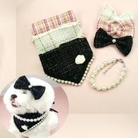 ราคา ผ้าพันคอ ผ้าเช็ดน้ําลาย ทรงสามเหลี่ยม ลายสก๊อต ประดับโบว์ และเสื้อสายเดี่ยว และเชือกคล้องคอ ประดับไข่มุก สําหรับสัตว์เลี้ยง สุนัข แมว จํานวน 4 ชิ้น (22158498163)