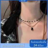 ราคา สร้อยคอสองชั้นลูกปัดหินสีดำและโซ่กระดูก สไตล์แฟชั่นสำหรับคนชอบความแตกต่าง (40818035699)