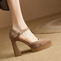 ราคา Classy รองเท้าส้นสูงส้นหนาสำหรับฤดูใบไม้ผลิ (40967459771)