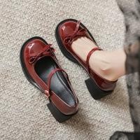 ราคา รองเท้าส้นสูงสไตล์เรโทรแบบ Mary Jane มีโบว์ สำหรับผู้หญิง ผลิตจากหนังคุณภาพดี (43769136191)