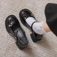 ราคา รองเท้าMary Janeส้นสูง หนังส้นหนาสไตล์ใหม่ Burgundy (42969044751)