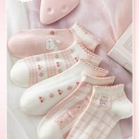 ราคา 5 คู่ สินค้าใหม่ ถุงเท้าเป็ด ถุงเท้าข้อสั้นลูกไม้ (41103451349)