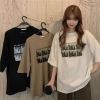 ราคา เสื้อยืดผู้หญิงแขนสั้น ดีไซน์รอบคอกว้าง สไตล์ลำลอง (52700478593)