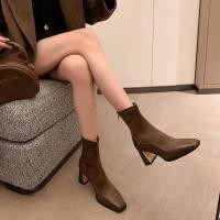 ราคา รองเท้าบูทสั้น chunky heel สำหรับผู้หญิง สไตล์ใหม่สำหรับฤดูใบไม้ร่วงและฤดูหนาว (24896796560)