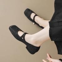 ราคา รองเท้าคัทชูผู้หญิงส้นหนาหัวเหลี่ยม สไตล์แมรี่เจน (41163266255)