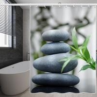 ราคา สีฟ้าหมึกหินผ้าโพลีเอสเตอร์เจาะฟรีม่านอาบน้ําห้องน้ํากันน้ํา (43359000685)