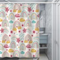 ราคา Kaleidoscope ภาพวาดสีน้ําพาร์ทิชันม่านกันน้ําห้องน้ําม่านอาบน้ํา (43113932694)