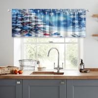 ราคา ผ้าม่านคริสต์มาสสีฟ้าแบบครึ่งหน้าต่าง ขนาดสั้น ดีไซน์เรียบง่ายสำหรับประตู (43774416964)