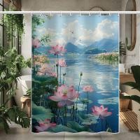 ราคา ดอกบัวพิมพ์ผ้าโพลีเอสเตอร์กันน้ําม่านพาร์ทิชันโรคราน้ําค้าง (43359000725)