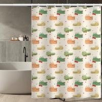 ราคา ม่านอาบน้ําลายการ์ตูน การเจาะ ฟรี กันน้ําผ้าประตูม่านสั้น (43213807456)