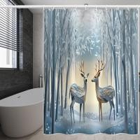 ราคา Fengxue Elk ผ้าม่านผ้าโพลีเอสเตอร์กันน้ําม่านอาบน้ําแบบเจาะฟรี (40006989435)