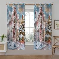 ราคา ผ้าม่านทึบแสงคริสต์มาส ผ้าม่านพาร์ติชั่นการพิมพ์ดิจิตอลแบบเจาะฟรี (58051411164)