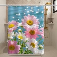 ราคา สีชมพูสดดอกไม้ม่านอาบน้ําโพลีเอสเตอร์ผ้าผ้าม่านห้องอาบน้ําพรุน ฟรีม่านอาบน้ํา (41057125269)