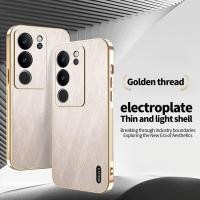 ราคา ปลอกสําหรับ Vivo V29 Pro VivoV29 VivoV29Pro V29Pro 5G รูปแบบผ้าไหมหรูหรา Electroplated ทองเคสโทรศัพท์กันกระแทกป้องกันกลับ Hard Cover (29987787434)