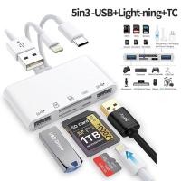 ราคา เครื่องอ่านการ์ดหน่วยความจํา 5 in 1 Type C USB to Micro SD TF SD Card USB3 0 OTG adapter multi card reader อะแด (44900668737)