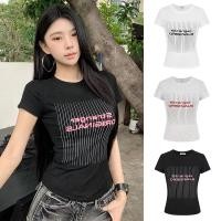 ราคา ส่งจากไทย เสื้อยืดคอกลมแขนสั้น เสื้อยืดผู้หญิง พิมพ์ลายอักษร ทรงเข้ารูป เเบบลำลอง ผ้านุ่มใส่สบายใส่ง่าย เข้ากับทุกสไตล์ (41361246365)