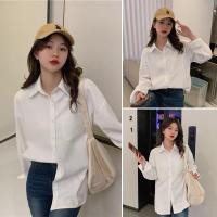 ราคา ส่งจากไทย เสื้อเชิ้ตผู้หญิงแขนยาว เสื้อสีขาว คอปก ลำลองทรงหลวม สไตล์เกาหลี เรียบง่ายใหม่ สวมใส่สบาย F063 (52051088773)