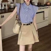 ราคา พร้อมส่งจากกทม เสื้อเบลาส์ลำลอง หลวม ลายทาง แขนค้างคาว สำหรับสตรี สีฟ้า (27454242203)