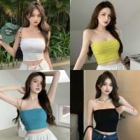 ราคา Miqi เสื้อเกาะอก สีพื้น ปาดไหล่ ผ้านิ่ม ยืด เข้ารูป เสื้อครอป สไตล์ลำลอง มินิมอล ราคาถูก MX 5 (26480918155)