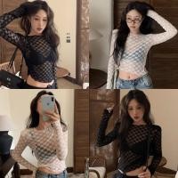 ราคา Miqi เสื้อยืดแขนยาว คอกลม ดีเทลลูกไม้ซีทรู รัดรูป ผ้ายืด เสื้อครอป แฟชั่นฤดูร้อน ผู้หญิงสุดฮิต U092 (27336049398)