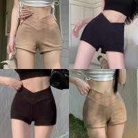 ราคา Miqi กาเกงขาสั้น เอวสูง เอววี ทรงรัดรูป ผ้านิ่ม กางเกงขาสั้นเอวยางยืด สไตล์เกาหลี ส่งไวจากไทย FY2771 (27436605509)