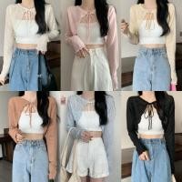 ราคา Miqi เสื้อกันแดด ครอปท็อป สีพื้น ผ้าบางใส่สบาย เสื้อคลุมแขนยาว แฟชั่นฤดูร้อน ใส่ไปทะเล Q605 (29683024894)