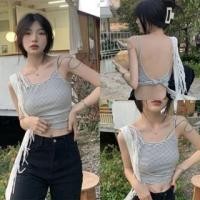 ราคา Miqi เสื้อสายเดี่ยว ลายทาง เว้าหลัง เข้ารูป ผ้านิ่ม เสื้อครอป สไตล์เกาหลี ฤดูร้อนแฟชั่น พร้อมจัดส่ง (27488382420)