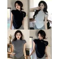 ราคา Miqi เสื้อยืด ไหมพรม สีพื้น แขนสั้น คอเต่า เข้ารูป ผ้าใส่สบาย เสื้อผ้าสตรี สไตล์ลำลอง มินิมอล 8301 (44014984946)