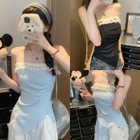 ราคา Miqi เสื้อเกาะอก แต่งพู่ ปาดไหล่ ใส่แล้วผอม ผ้าสีฟ้า เสื้อไปทะเล สไตล์เกาหลี น่ารัก แฟชั่นสาว Z X116 (42360436774)