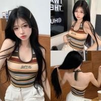 ราคา Miqi เสื้อกล้าม ไหมพรม เปิดหลัง ลายทาง งานปักตัวอักษร เสื้อครอป เกาหลี ฤดูร้อน ใส่ไปทะเล 19197 (24094965705)