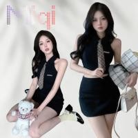 ราคา Miqi เสื้อกล้าม คอปก ไหมพรม แถมเน็กไทให้ กระโปรงสั้น เข้ารูป ชุดเซท2ชิ้น สไตล์เกาหลี แฟชั่น 95125 95125 1 (43375489105)