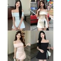 ราคา Miqi เสื้อยืด สีทึบ แขนสั้น เปิดไหล่ เข้ารูป ผ้าไหมพรม สไตล์เกาหลี ลำลอง แฟชั่นฤดูร้อน 792 (42456012553)