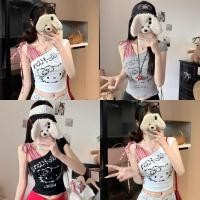 ราคา Miqi เสื้อกล้าม มฟองน้ำ ลายแมวสาว รัดรูป ผ้าใส่สบาย เสื้อครอป สไตล์เกาหลี น่ารักๆ y2k FY5118 (42061263905)