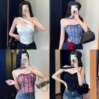 ราคา Miqi เสื้อเกาะอก คล้องคอ มฟองน้ำ เปิดไหล่ ลายสก๊อต เข้ารูป เสื้อไปทะเล แฟชั่น น่ารัก FY5502 (41863573101)