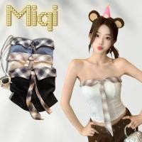 ราคา Miqi เสื้อเกาะอก มฟองน้ำ ดีเทลสียีนส์ยืด เข้ารูป ผ้านิ่ม เสื้อครอป สไตล์เกาหลี สวย แฟชั่น FY33037 (48101901238)