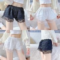 ราคา Miqi กางเกงขาสั้น เอวยางยืด สีพื้น แต่งบายลูกไม้สีขาวดำ ผ้านิ่ม กางเกง เกาหลี น่ารัก ใส่สบาย KK680 (42157871676)