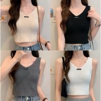 ราคา Miqi เสื้อกล้าม ไหมพรม ผ้านิ่ม ใส่สบาย แขนกุด เสื้อครอป สไตล์ลำลอง มินิมอล แฟชั่น 9397 (42104143873)