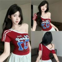 ราคา Miqi เสื้อยืด เปิดไหล่ แขนสั้น ลายเท่ๆ07 เข้ารูป เสื้อครอป แนวสตรีท แฟชั่น สาวเท่ต้องมี FY4758 (29492576769)