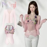 ราคา Miqi เสื้อสายเดี่ยว มีฟองน้ำ คล้องคอ ดอกไม้ถักตกแต่ง ผ้านิ่ม เสื้อแขนกุด สไตล์เกาหลี น่ารัก FY947 FY951 (27743149402)