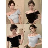ราคา Miqi เสื้อยืดผู้หญิง สีพื้น แขนสั้น เปิดไหล่ เข้ารูป ผ้ายืด สไตล์เกาหลี แฟชั่นฤดูร้อน ทรงสวย FY2333 (27583223094)