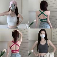 ราคา Miqi เสื้อสายเดี่ยว สีพื้น มีฟองน้ำ โชว์หลัง สายไขว้ รัดรูป เสื้อครอป เซ็กซี่ ความเรียบง่าย FY7934 (26432137470)