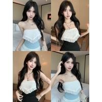 ราคา Miqi เสื้อเกาะอก เปิดไหล่ ไหมพรม แต่งลูกไม้ ทรงรัดรูป เสื้อครอป ลายใหม่ ทรงสวย ใส่สบาย Y0917 (25595441468)