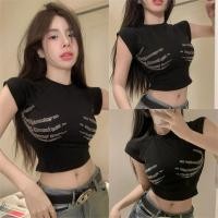 ราคา Miqi เสื้อยืด คอกลม มีฟองน้ำ แขนสั้น ดีเทลลายเพชร ผ้าใส่สบาย เสื้อผ้าสตรี สไตล์ลำลอง แฟชั่น FY3519 (43422257386)