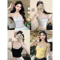 ราคา Miqi เสื้อกล้าม มีฟองน้ำ สีพาสเทล แต่งลายดอกไม้ ผ้านิ่ม เสื้อครอป สไตล์เกาหลี แฟชั่น น่ารัก FY66007 (43017450840)