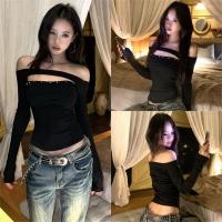 ราคา Miqi เสื้อยืด แขนยาว เว้าหล้าอก เปิดไหล่ รัดรูป ผ้านิ่ม เสื้อครอป สไตล์เกาหลี เซ็กซี่ ใส่สบาย FY8713 (42871355736)