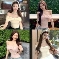 ราคา Miqi เสื้อยืด สีทึบ ปาดไหล่ ไหมพรม แขนสั้น เข้ารูป ผ้านิ่ม เสื้อครอป เกาหลี น่ารัก ใส่สบาย Z TS05 (42210314261)