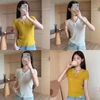 ราคา Miqi เสื้อยืด คอปก สีพื้น แขนสั้น เข้ารูป ผ้า ไหมพรม เสื้อครอป สไตล์เกาหลี แฟชั่น ใส่สบาย Z T639 (41660767755)